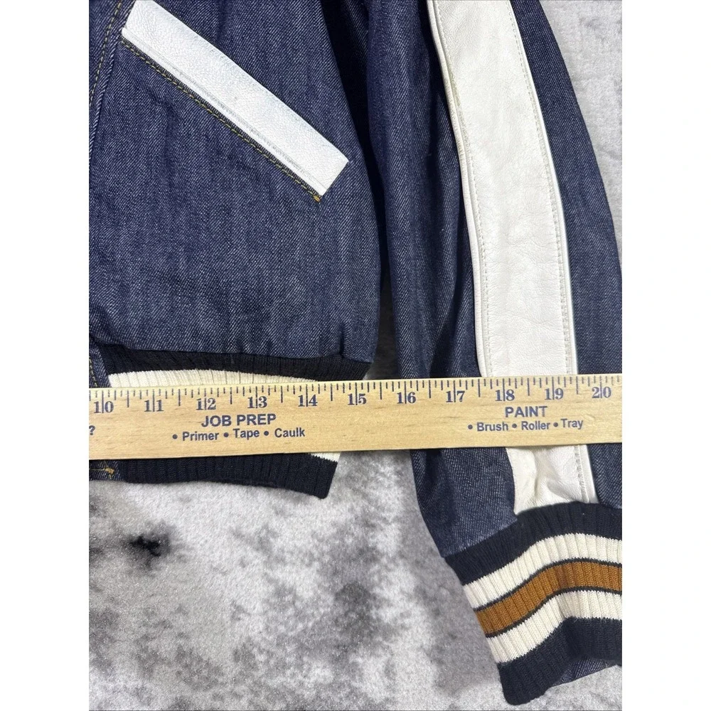 Coach‎ Denim Varsity Jacket Womens Small Dark Wash Blue Embroidered Cutesy Girly